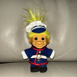 New RUSS LUCKY TROLL MARINE SOLDIER DOLL yellow hair navy/white suit Item #18520